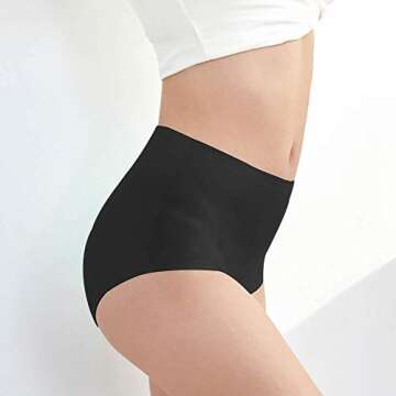 FallSweet No Show High Waist Briefs Underwear for Women Seamless Panties,Pack of 4 (Black4, M)