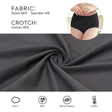 FallSweet No Show High Waist Briefs Underwear for Women Seamless Panties,Pack of 4 (Black4, M)