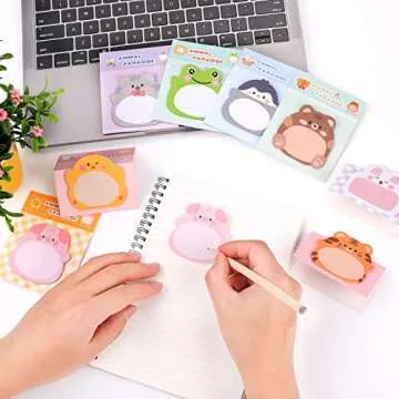 cobee Cute Animal Sticky Notes, 8 Pack Kawaii Animal Self-Stick Notes Cartoon Markers Flags Cute Shapes Self-Stick Memo Pads Students Home Office Roommates Gifts Tab Supplies 160 Sheets