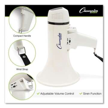 Champion Sports Megaphone - Powerful, Reliable, and Portable Audio Solution for Events