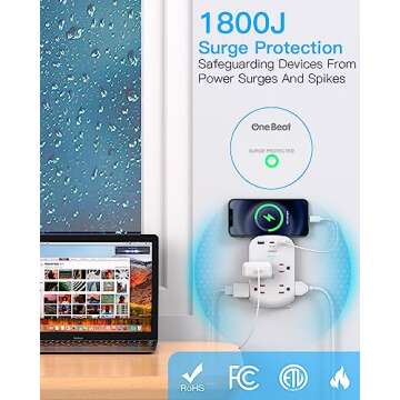 Surge Protector Outlet Extender with USB Ports