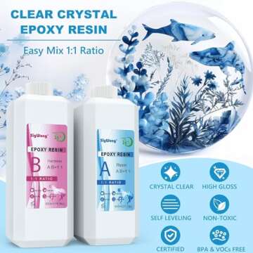 Epoxy Resin Clear Crystal Coating Kit 40oz - 2 Part Casting Resin for Art, Craft, Jewelry Making, Ri...