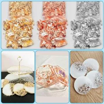 Epoxy Resin Clear Crystal Coating Kit 40oz - 2 Part Casting Resin for Art, Craft, Jewelry Making, River Tables, Bonus Gloves, Measuring Cup, Wooden Sticks, Dropper, Gold Foil Flakes and Tweezers