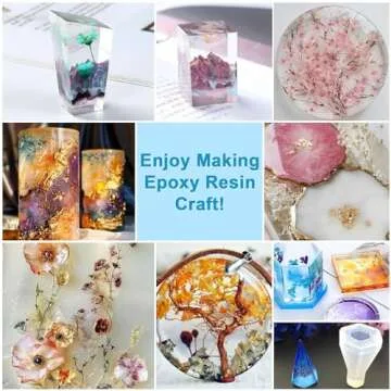 Epoxy Resin Clear Crystal Coating Kit 40oz - 2 Part Casting Resin for Art, Craft, Jewelry Making, River Tables, Bonus Gloves, Measuring Cup, Wooden Sticks, Dropper, Gold Foil Flakes and Tweezers