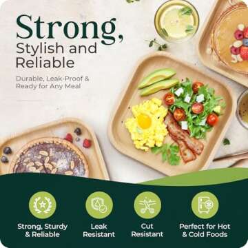 Palm Leaf Plates 10&6 Inch Bamboo Plates Disposable 50 Pack Bulk Eco-Friendly Biodegradable Compostable Plates Best Alternative To Wooden Plastic Paper Plates By KoalaLove