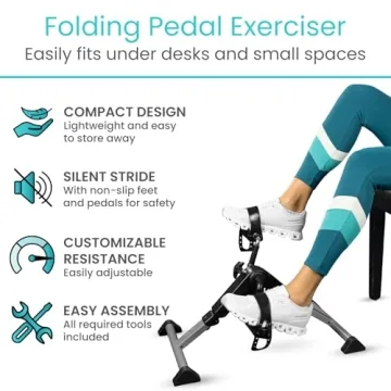 Vive Folding Pedal Exerciser for Home and Office Fitness