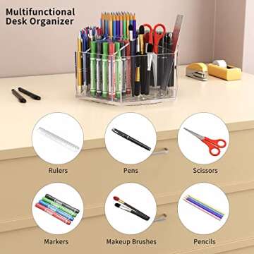 NIUBEE 360° Rotating Acrylic Pen Holder for Organization