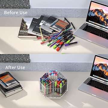 NIUBEE 360° Rotating Acrylic Pen Holder for Organization