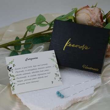 Dainty Turquoise Crystal 925 Sterling Silver Choker Collar Necklace and Women Spiritual Healing Crystal Stone December Birthstone Necklace Box Chain Jewelry Gift for Women Young Lady