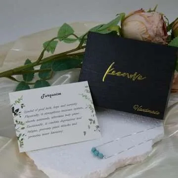 Dainty Turquoise Crystal 925 Sterling Silver Choker Collar Necklace and Women Spiritual Healing Crystal Stone December Birthstone Necklace Box Chain Jewelry Gift for Women Young Lady