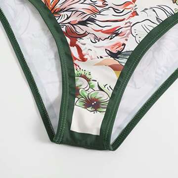 Women's One Piece Swimsuit with Cover up Beach Skirt Floral Print Swimsuit Bathing Suit Ruffle One Shoulder Monokini Swimwear Sarong Coverups Two Piece Bikini Set Beachwear Green Floral - Ruffle M