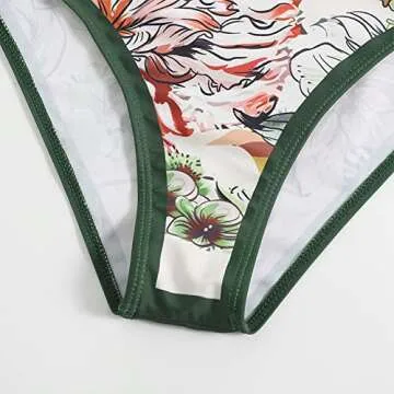 Women's One Piece Swimsuit with Cover up Beach Skirt Floral Print Swimsuit Bathing Suit Ruffle One Shoulder Monokini Swimwear Sarong Coverups Two Piece Bikini Set Beachwear Green Floral - Ruffle M
