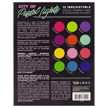 Rude Cosmetics City of Pastel Lights - 12 Pastel Pigment and Eyeshadow Palette Eye Shadow Women 0.41 oz