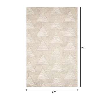 Loloi Ehren Collection 2'-3" x 3'-9" Accent Rug in Oatmeal/Ivory - Medium Pile Wool Rug, Hand-Tufted...