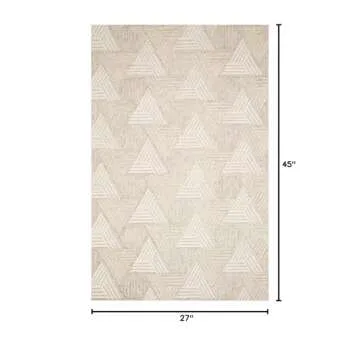 Loloi Ehren Collection 2'-3" x 3'-9" Accent Rug in Oatmeal/Ivory - Medium Pile Wool Rug, Hand-Tufted...