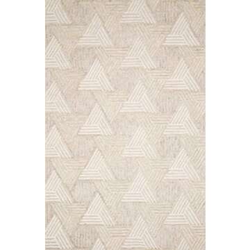 Loloi Ehren Collection 2'-3" x 3'-9" Accent Rug in Oatmeal/Ivory - Medium Pile Wool Rug, Hand-Tufted Neutral Area Rug, Large Rug for Living Room, Dining Areas