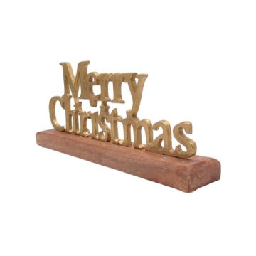 Gold Toned Merry Christmas Sign for Festive Decor