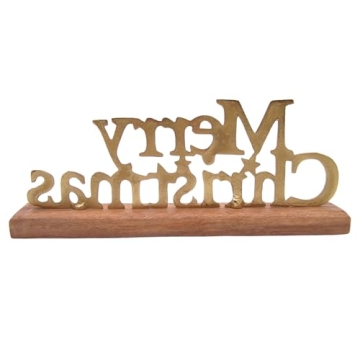 Gold Toned Merry Christmas Sign for Festive Decor