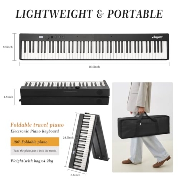 88 Key Portable Folding Electronic Keyboard with Bluetooth