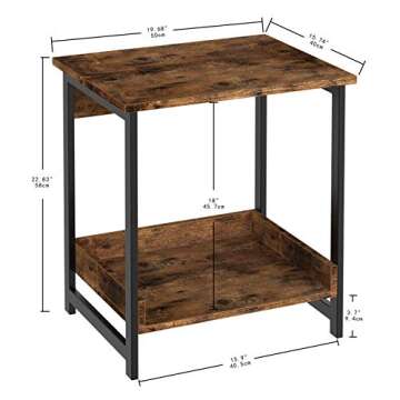IRONCK End Table, 20 Inch Side Tables, Easy Assembly, Wood Nightstand for Bedroom and Living Room, Stable and Sturdy, Vintage Brown