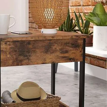 IRONCK End Table, 20 Inch Side Tables, Easy Assembly, Wood Nightstand for Bedroom and Living Room, Stable and Sturdy, Vintage Brown