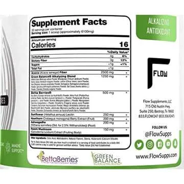 Flow Supplements Greens Powdered Fruits and Veggies Lemon Grass - 6.45 oz.