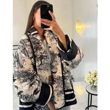Yimoon Women's Vintage Floral Cropped Puffer Jacket