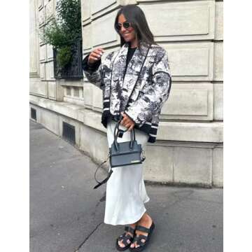 Yimoon Women's Vintage Floral Cropped Puffer Jacket