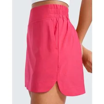CRZ YOGA High Waisted Golf Skirts for Women A Line Tennis Athletic Casual Skort with Inner Shorts Pockets Lip Gloss Pink X-Large