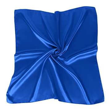 TopTie 23 Inch Square Satin Scarf, Handkerchief Bandana, Head Scarf Neck Gaiter - Royal Blue