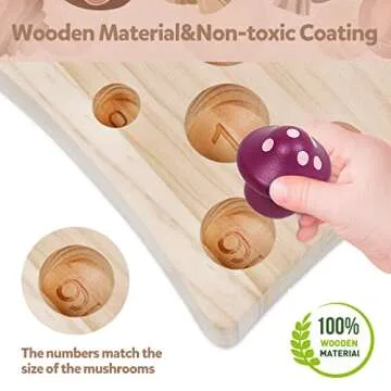 NAODONGLI Montessori Mushroom Toy Set - Educational Wooden Learning Game for Toddlers
