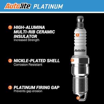 Autolite Platinum AP5143 Automotive Replacement Spark Plugs (4 Pack)