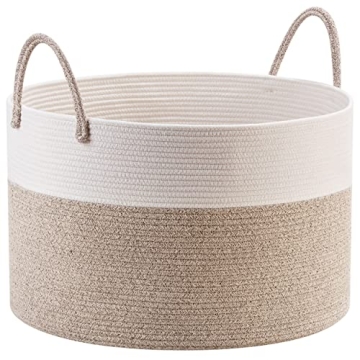MINTWOOD Large Cotton Rope Blanket Storage Basket - 22x14