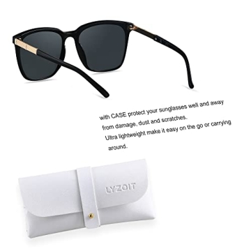 LYZOIT Oversized Sunglasses for Women Mirrored Big Large Shades Fashion Square Frame Sun glasses UV Protection Black
