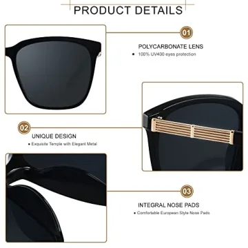 LYZOIT Oversized Sunglasses for Women Mirrored Big Large Shades Fashion Square Frame Sun glasses UV Protection Black