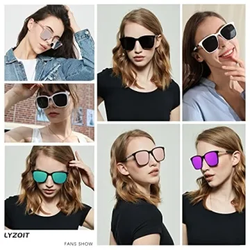 LYZOIT Oversized Sunglasses for Women Mirrored Big Large Shades Fashion Square Frame Sun glasses UV Protection Black