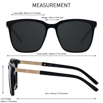 LYZOIT Oversized Sunglasses for Women Mirrored Big Large Shades Fashion Square Frame Sun glasses UV Protection Black