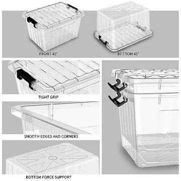 Cetomo 18Qt Storage Bins - Clear, Stackable, Durable
