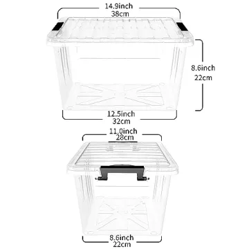 Cetomo 18Qt Storage Bins - Clear, Stackable, Durable
