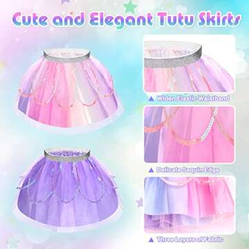 Unicorn & Flower Princess Dress Up Clothes Set for Girls - Tutu, Wings, Shoes, Jewelry, Headband & Play Toys Gift Set for Toddlers