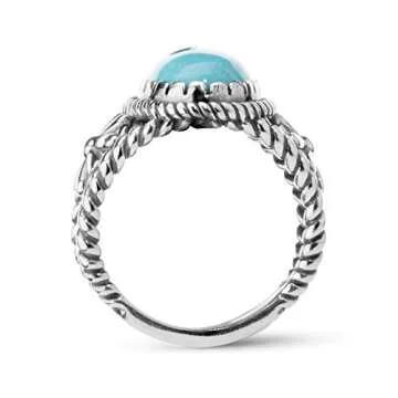 American West Jewelry Sterling Silver Women's & Men's Ring Blue Turquoise Gemstone Native-Inspired Flower Design Size 6