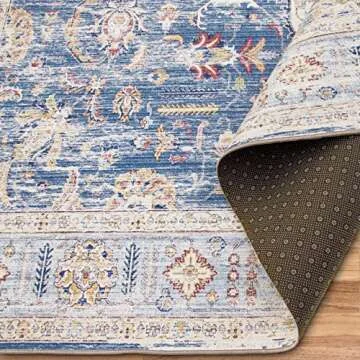 ReaLife Rugs Machine Washable Rug - Stain Resistant, Non-Shed - Eco-Friendly, Non-Slip, Family & Pet Friendly - Made from Premium Recycled Fibers - Persian Distressed - Light Blue, 7'6" x 9'6"