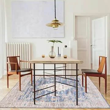 ReaLife Rugs Machine Washable Rug - Stain Resistant, Non-Shed - Eco-Friendly, Non-Slip, Family & Pet Friendly - Made from Premium Recycled Fibers - Persian Distressed - Light Blue, 7'6" x 9'6"