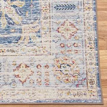 ReaLife Rugs Machine Washable Rug - Stain Resistant, Non-Shed - Eco-Friendly, Non-Slip, Family & Pet Friendly - Made from Premium Recycled Fibers - Persian Distressed - Light Blue, 7'6" x 9'6"