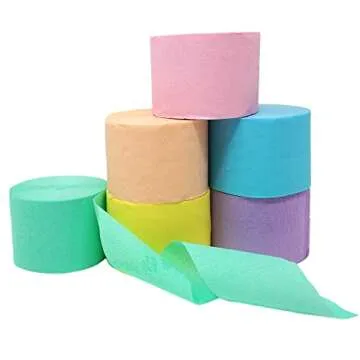 NPI Crepe Paper Party Streamers - Pastel Rainbow Decor 81ft