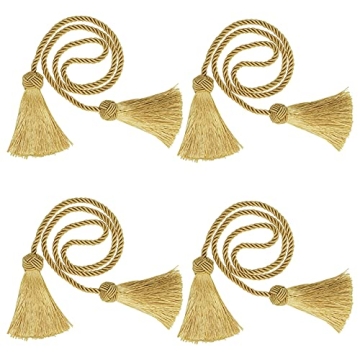 4 Pack Curtain Tiebacks Window Curtain Tiebacks Decorative Tassels Curtain Tiebacks Gold Curtain Tie...