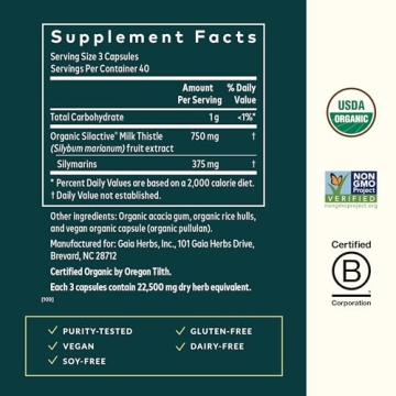 Gaia Herbs Milk Thistle Liver Supplement for Wellness