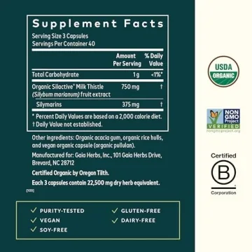 Gaia Herbs Milk Thistle Liver Supplement for Wellness