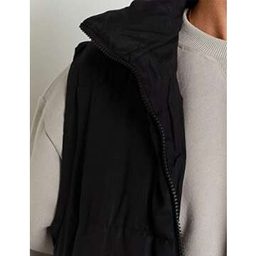 Zhiyouni Womens Puffer Vests Jackets Sleeveless Stand Collar Zipper Puffy Coats (Black-M)