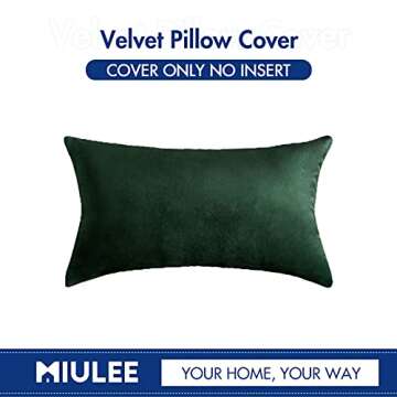 MIULEE Velvet Soft Soild Decorative Square Throw Pillow Cover Cushion Case for Couch Sofa Bedroom Car 12 x 20 Inch 30 x 50 Cm Army Green